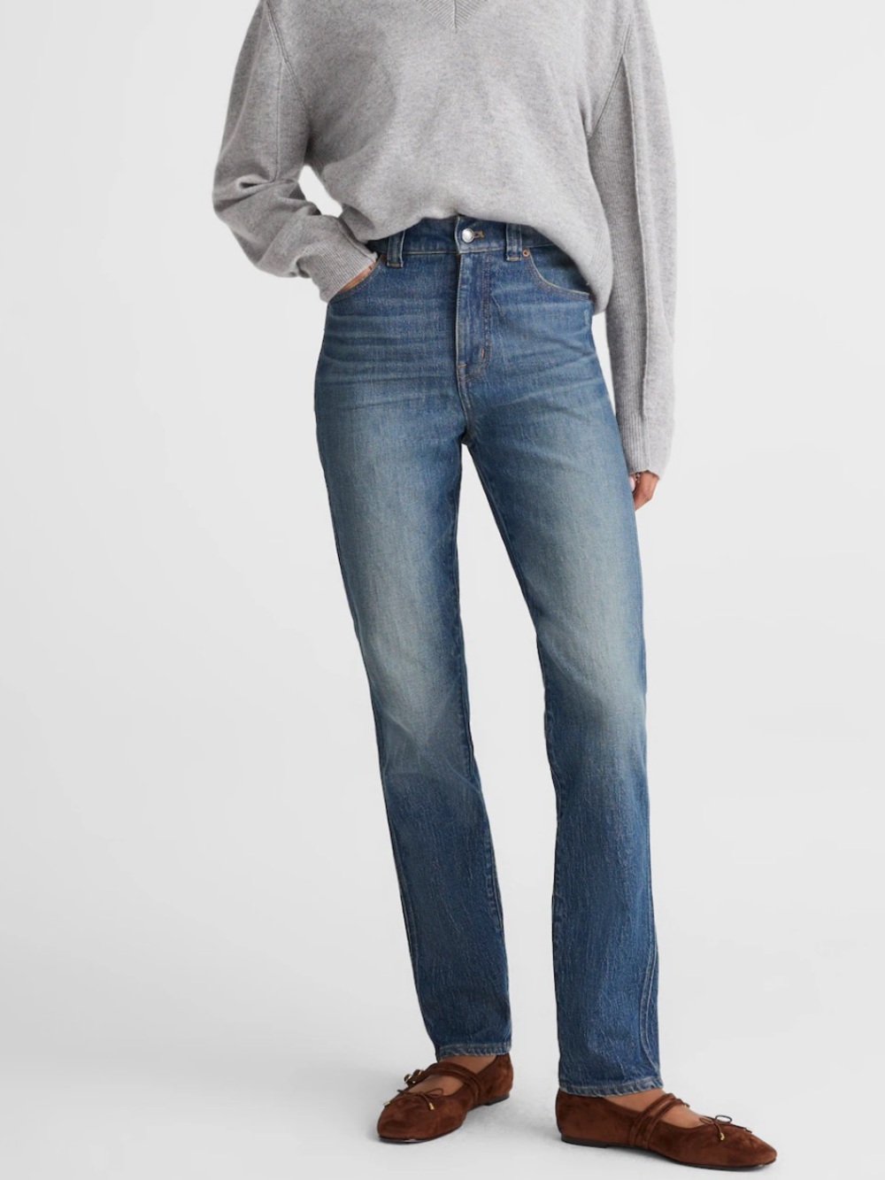 Madewell Perfect Vintage Straight-Leg Jeans in Medium Blue Wash